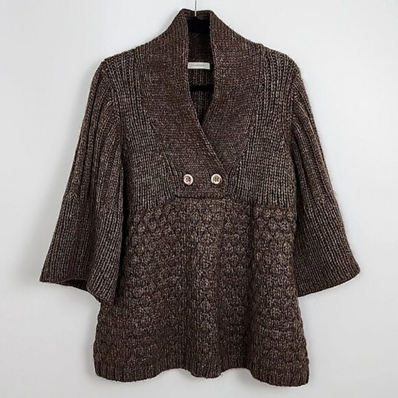 Windsmoor Women's Brown Knit Alpaca Wool Blend Cardigan Bell Sleeves Size L - Picture 4 of 14